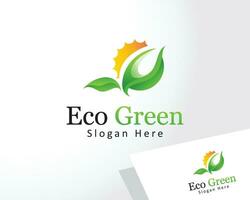 eco groen logo creatief kleur modern zon blad zonne- natuur vector