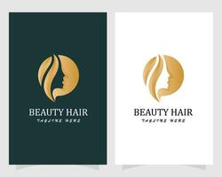 schoonheid logo creatief Dames natuur spa salon haar- ontwerp concept vector