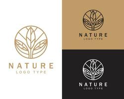 natuur logo creatief lijn kunst teken symbool embleem merk boom cirkel vector