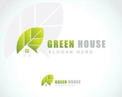 groen huis logo creatief natuur vertrekken ontwerp concept illustratie vector