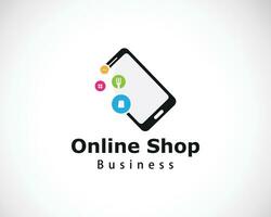 online winkel logo ontwerp creatief mobiel telefoon concept voedsel levering sociaal media vector