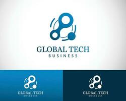 globaal tech logo creatief icoon teken symbool wetenschap laboratorium molecuul aansluiten vector