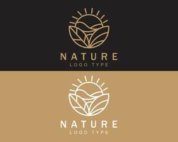 natuur logo creatief strand zon Golf embleem merk bedrijf vertrekken vector