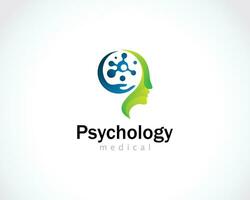 psychologie logo creatief zorg Gezondheid medisch mentaal geest gezicht hoofd wetenschap hersenen ontwerp concept vector