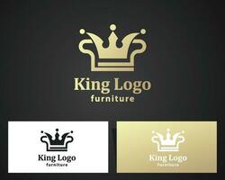 koning meubilair logo creatief ontwerp kleur goud elegant merk lijn kroon vector