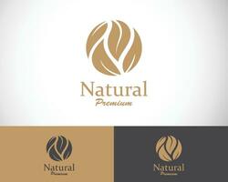 natuur logo creatief vertrekken cirkel embleem merk ontwerp sjabloon vector
