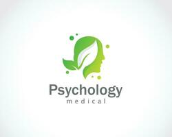 psychologie logo creatief ontwerp concept natuur vertrekken Gezondheid geest geest gezicht hoofd vector