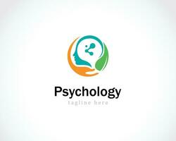 psychologie logo wetenschap Gezondheid zorg hand- natuur vertrekken hersenen tech vector