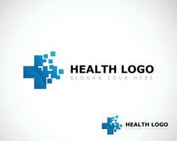 Gezondheid logo creatief kleur modern medisch plus ontwerp concept digitaal pixel tech vector