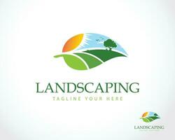 landschap logo creatief groen natuur tuin bedrijf illustratie vector