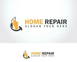 huis reparatie logo creatief concept gebouw ontwerp sjabloon vector