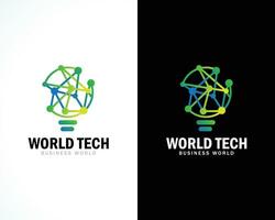 wereld tech logo creatief innovatie wetenschap lamp logo creatief ontwerp concept vector