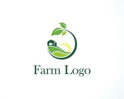 boerderij logo ontwerp natuur landbouw logo creatief zon landschap vector