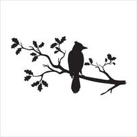 vogel silhouet geïsoleerd Aan wit. decoratief vogel zittend Aan takje van boom. vector