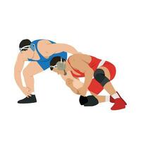 beeld van atleten worstelaars in worstelen, vechten. greco Romeins het worstelen strijd bestrijden, worstelen, duel, gemengd krijgshaftig kunst vector