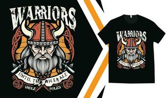 viking t-shirt ontwerp, Op maat vikingen t-shirt grafiek, viking krijgers t-shirt, kleding Op maat ontwerp afdrukken model. vector