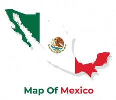vector kaart van Mexico met nationaal vlag