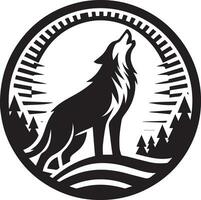 wolf gehuil embleem logo vector silhouet, zwart kleur silhouet, wit achtergrond 14