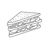 hand- getrokken kinderen tekening vector illustratie tekenfilm belegd broodje icoon geïsoleerd Aan wit