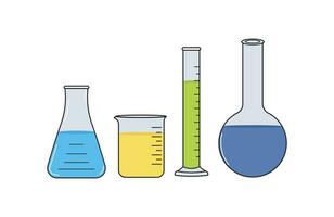 vector illustratie reeks van medisch chemisch glas, beker glas,erlenmayer fles wetenschappelijk in tekening stijl