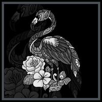 monochroom flamingo vogel mandala kunsten. vector