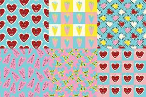 helder en koel grappig patronen voor Valentijnsdag dag. naadloos patroon met koel speels liefde harten vector