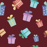 naadloos patroon met gekleurde geschenkdozen voor feest vector