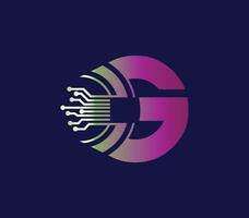 g brief technologie logo ontwerp. met communicatie onderhoud. modern ontwerp vector
