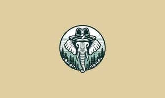 hoofd olifant vervelend hoed Aan Woud vector mascotte ontwerp