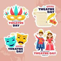 theater dag etiket vlak tekenfilm hand- getrokken Sjablonen achtergrond illustratie vector