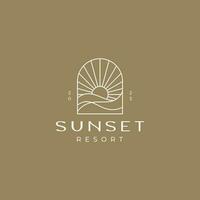 zonsondergang Golf en zon logo ontwerp sjabloon vector