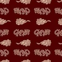 draak en wolk oosters stijl naadloos patroon, China traditioneel ornamenten Aan rood achtergrond vector