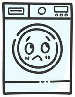 hand- getrokken het wassen machine single sticker met uitdrukking 10 vector