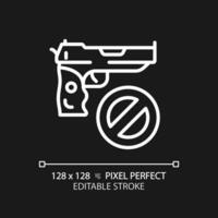 2d pixel perfect bewerkbare wit geweer controle icoon, geïsoleerd gemakkelijk vector, dun lijn illustratie vertegenwoordigen wapens. vector