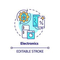 2d bewerkbare veelkleurig icoon elektronica concept, gemakkelijk geïsoleerd vector, c2c dun lijn illustratie. vector