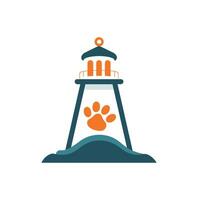 ai gegenereerd hond onderdak gevulde kleurrijk logo. betrouwbaarheid bedrijf waarde. vuurtoren en poot afdrukken gemakkelijk icoon. ontwerp element. ai kunst voor zakelijke branding vector