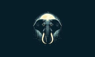 hoofd olifant met maan vector illustratie mascotte ontwerp