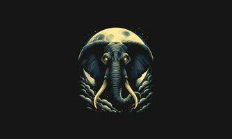 hoofd olifant met maan vector artwork ontwerp