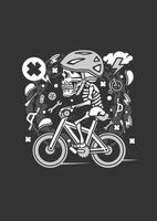 grappige skelet biker vector