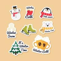 winterfeest cartoon sticker collectie vector