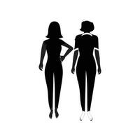 menselijk vol lichaam icoon illustraties . zwart silhouetten van mannen en Dames Aan een wit achtergrond. mannetje en vrouw geslacht. figuur van menselijk lichaam. vector