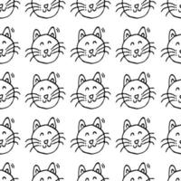 naadloos vectorpatroon met katten. doodle vector met katten op witte achtergrond. vintage patroon met kattenpictogrammen, zoete elementenachtergrond voor uw project