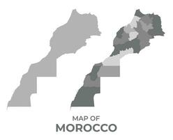 grijswaarden vector kaart van Marokko met Regio's en gemakkelijk vlak illustratie