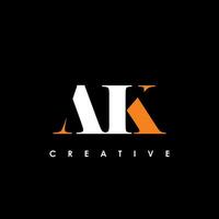 ak brief eerste logo ontwerp sjabloon vector illustratie