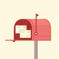 postbus met vlag en brieven. mail levering concept. vector illustratie in vlak tekenfilm stijl