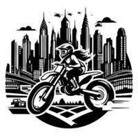 motorcross supermoto sport racing wijnoogst illustratie kunst. logo motorcross vector