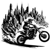 motorcross supermoto sport racing wijnoogst illustratie kunst. logo motorcross vector