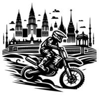 motorcross supermoto sport racing wijnoogst illustratie kunst. logo motorcross vector