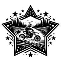 motorcross supermoto sport racing wijnoogst illustratie kunst. logo motorcross vector