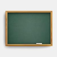 realistisch leeg groen klassenbord met houten frame en met krijt vector